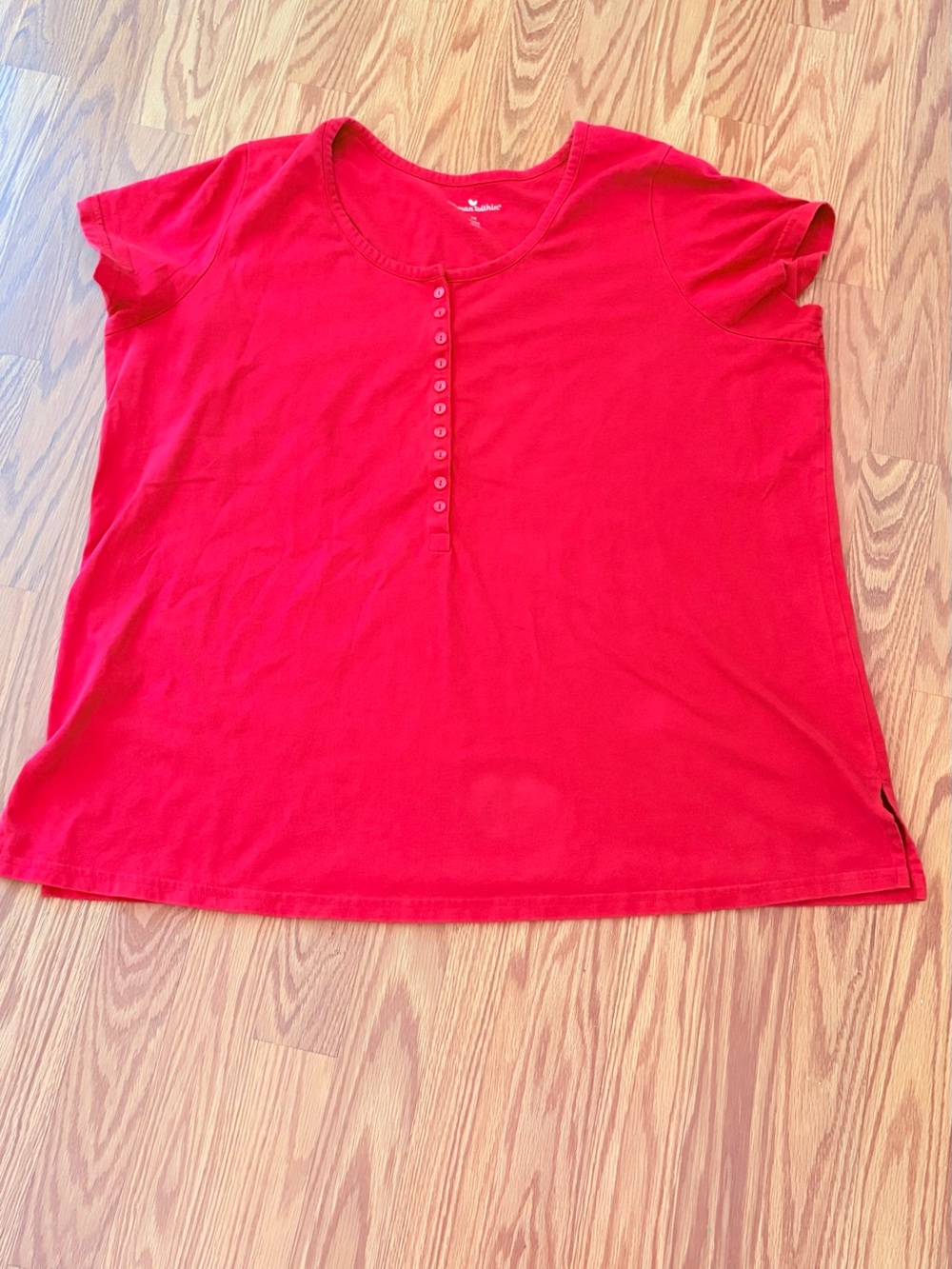 Woman Within Women’s Red 1X 22/24 Henley Short Sleeve Pullover Shirt